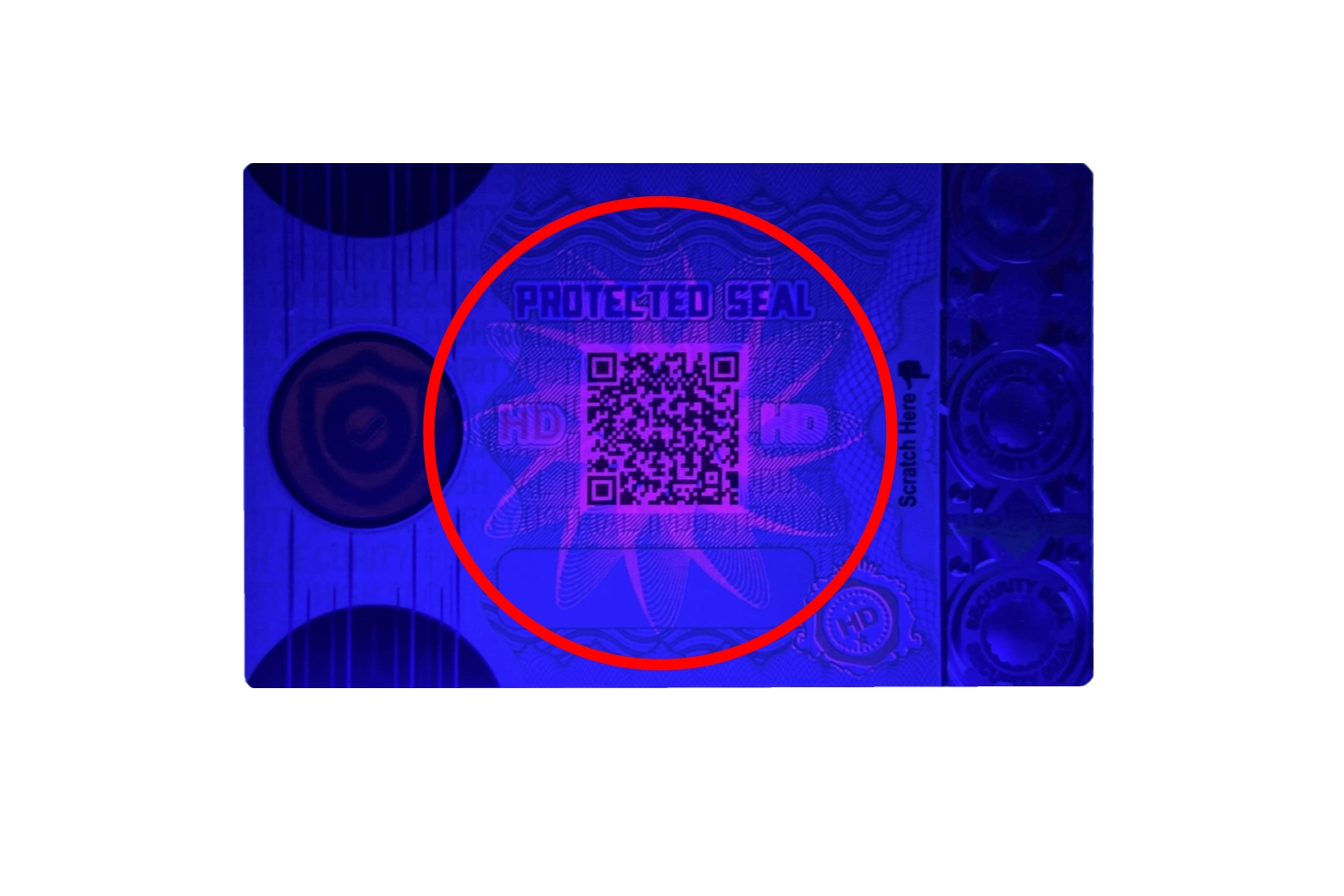 This invisible UV ink is transparent in daylight and only becomes visible when exposed to a UV lamp. The UV-Red enables a label to be checked quickly.