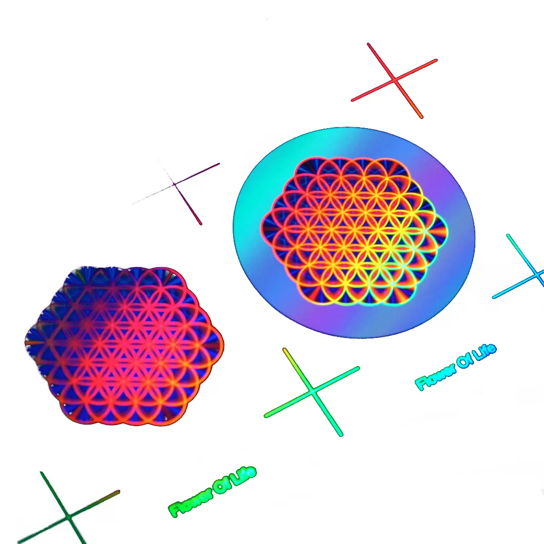 The flower of life as a hologram in two versions