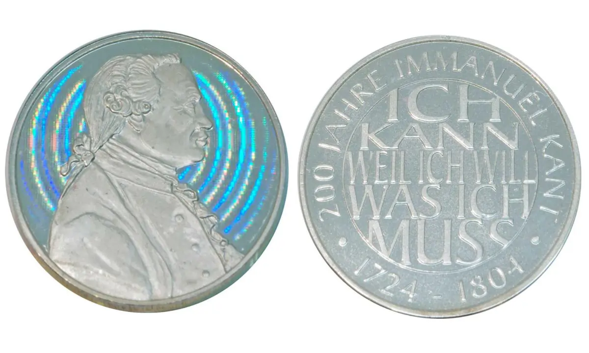HOLOGRAPHIC COLLECTOR COIN "IMMANUEL KANT" (COMMEMORATIVE COINS IN HONOR OF IMMANUEL KANT ON THE OCCASION OF THE 200TH ANNIVERSARY OF HIS DEATH)
