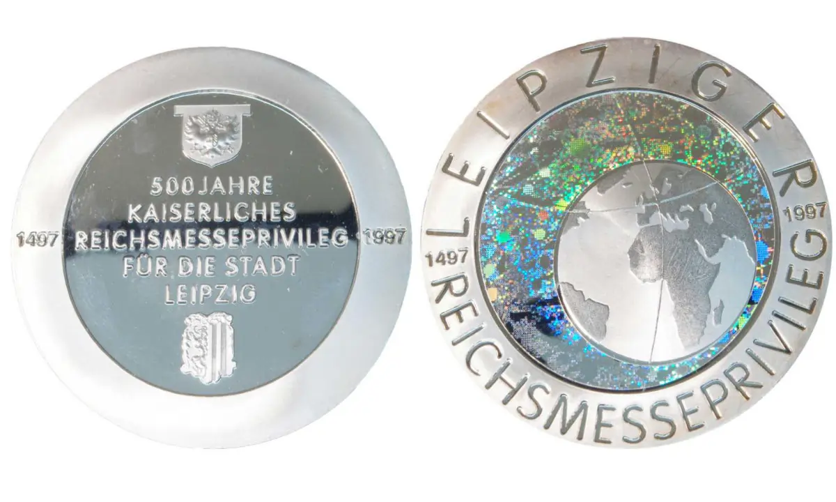 HOLOGRAPHIC COLLECTOR COIN "LEIPZIG IMPERIAL FAIR PRIVILEGE" (SPECIAL COINAGE OF THE CITY OF LEIPZIG "500 YEARS IMPERIAL FAIR PRIVILEGE")