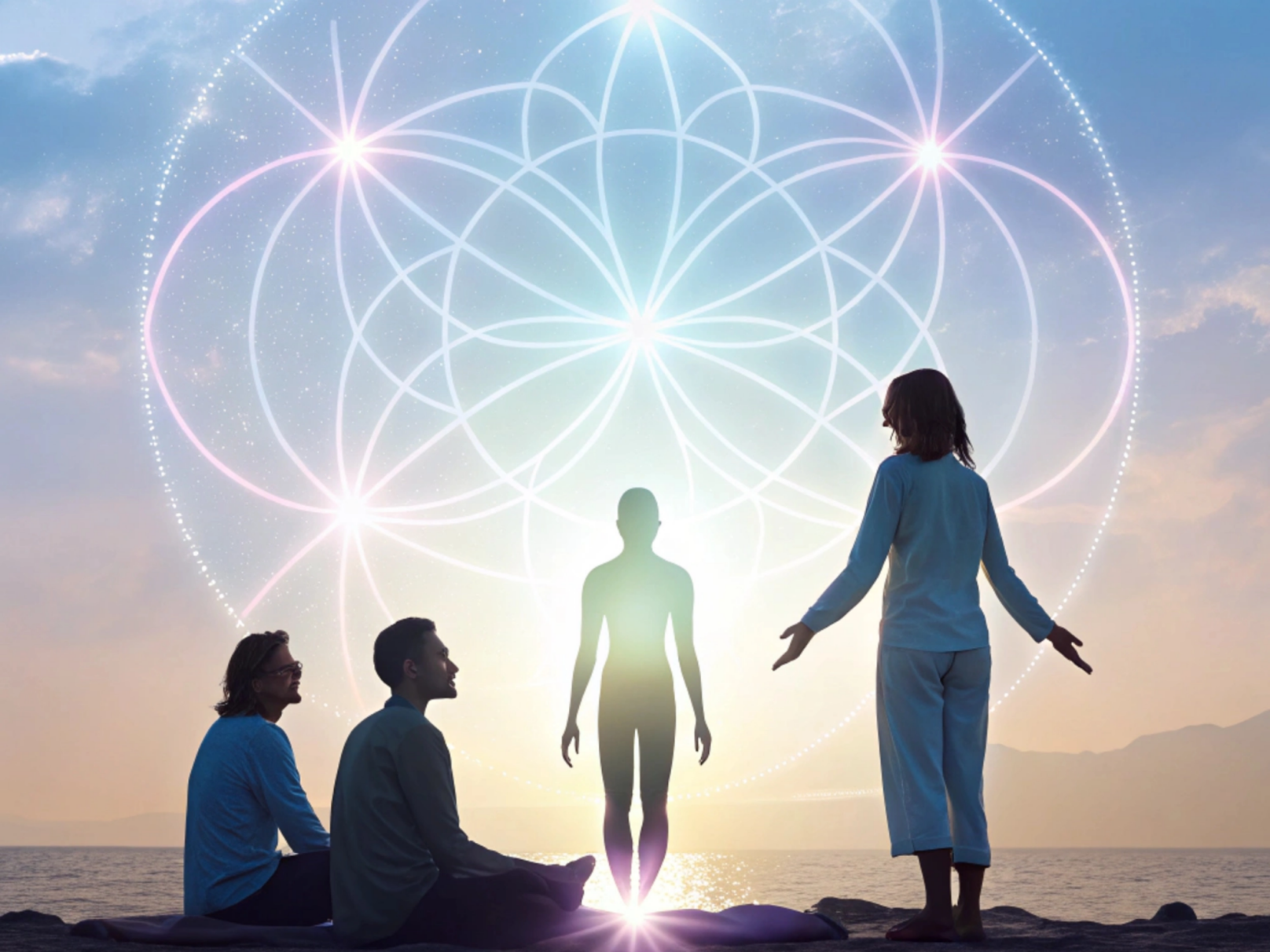 The flower of life as a hologram amulet with pendant in a box