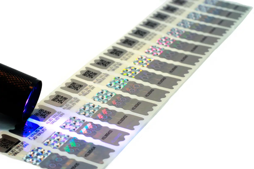 Hologram sticker with serial number and Qr code for unique identification