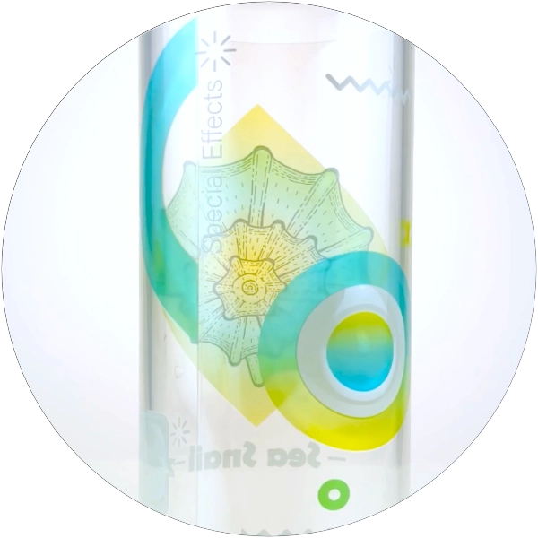 Clear labels with hologram for semi-transparent product presentation