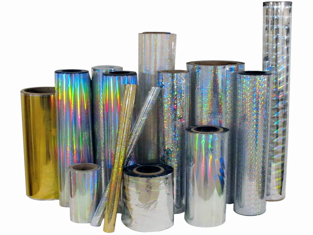 several rolls of holographic foil in different sizes