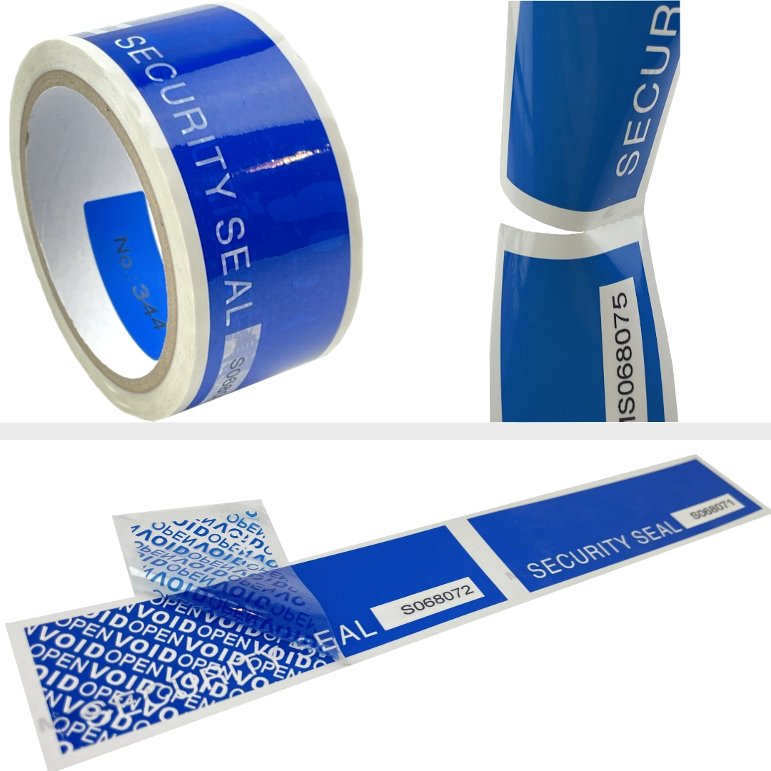 Security labels with serial number and perforation to tear off the roll