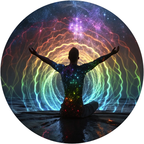 Spiritual holography and energetic light wave fields in the hologram for energy transmission through holographic light waves.